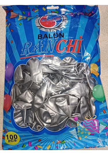 100 Lü Metalik Balon 14/a Birinci Kalite Gümüş