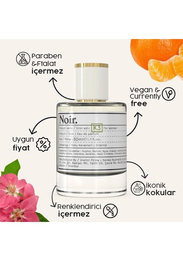 K3 Kadın Edp Parfüm 50 Ml 9% Amber - Çiçeksi