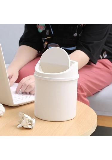 Maoyaya Küçük Masaüstü Boru Kapaklı Çöp Kovası - Yatak Odası İçin Çok Renkli Çok Renkli