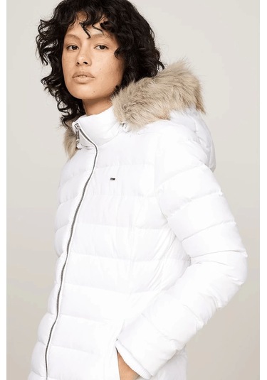 Tjw Essentıal Hooded Down Coat Beyaz