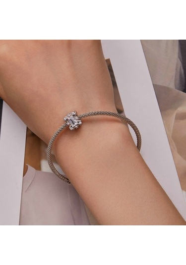 Bsc739 S925 Ayar Gümüş Kaplama Beyaz Altın Zirkonya Çiçek Bilezik Boncuk Çok Renkli