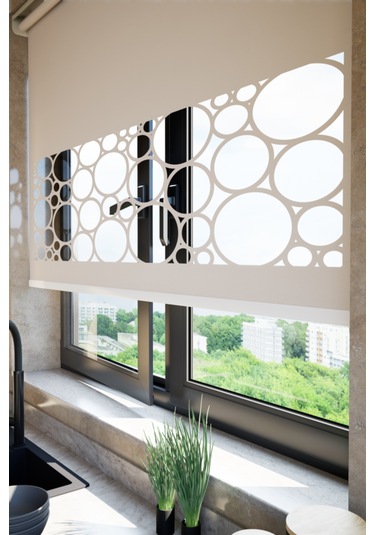 Lazer Kesim Mat Stor Perde, Lazer Kesimli Klasik Serisi, C-5003 Açık Kahverengi Açık Kahverengi