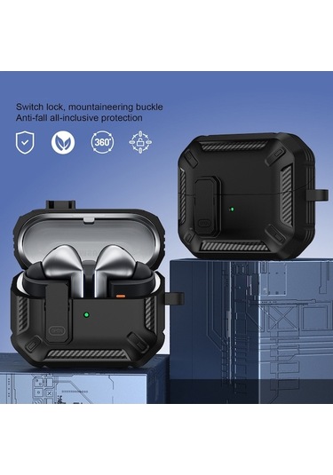 Youmex Samsung Galaxy Buds3/buds3 Pro İçin Tpu+pc Koruyucu Kılıf, Şarj Kutusu防滴 Kapak - Siyah Siyah