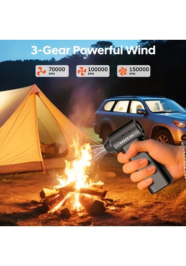 Fochsia Black- Turbo Jet Elektrikli Üfleyici 150.000 Rpm Yüksek Hız Usb Şarjlı 4000mah Pilli 3 Hız Ayarı Abs Gövde Ev Araç Temizliği İçin