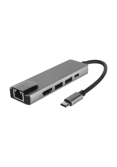 Hytech Hy-usbc80 4k 30hz Gri Metal 2xusb3.0 1xhdmı, 1xpd Gigabit Type C Adaptör-129132