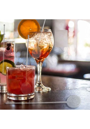 1000 Adet Plastik Kokteyl Karıştırıcı Şeffaf Yuvarlak Çubuk Kaşık