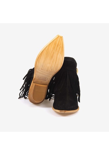 Kemal Tanca Hakiki Deri Süet Kadın Western Bot 26-102760k Siyah Suet