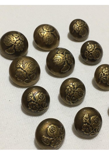 Blazer Ceket Düğmesi Gül Desen Oksit Metalize Plastik Takım 527