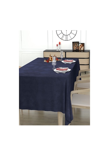 Daily Series Kadife Dokulu Uzay Mavisi Masa Örtüsü Uzay Mavisi
