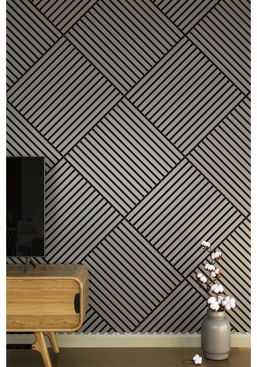 Winflex Mini Eko Akustik Ahşap Panel Antrasit Gri - 60x60cm