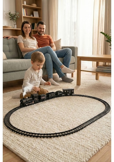 Işıklı Ve Sesli Buharlı Tren Set 15 Parça