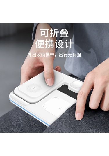 Geeksen 95 Siyah Çok Fonksiyonlu Katlanabilir Telefon, Kulaklık Ve Saat Şarj Aleti - İphone Ve Android Uyumlu