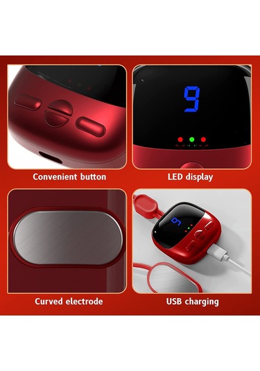 Kosona Kolle Kemerli Servikal Masajcı: Akıllı Sabit Sıcaklıklı Darbe, 4 Mod, 9 Şiddet, 3 Isı Seviyesi, Usb Şarjlı Kırmızı Kırmızı