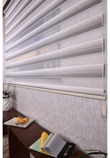Gri-krem Pliseli Etek Dilimsiz Ds 10658-v9 Zebra Stor Güneşlik Perde