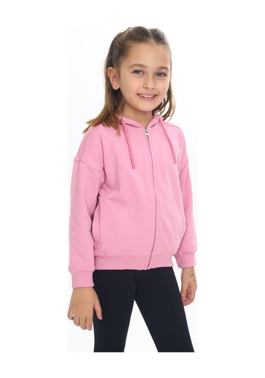 Toontoy Kız Çocuk Kapüşonlu Hırka Gül Kurusu