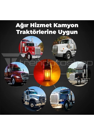 Kare Kırmızı Turuncu Led Far Tır Lambası Kamyon Arka Fren Lambası