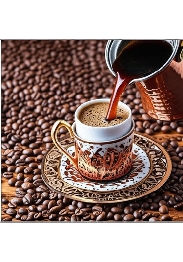 Ludıa Ahşap Saplı El Yapımı Dövme Bakır Cezve No4 Kahve Cezvesi