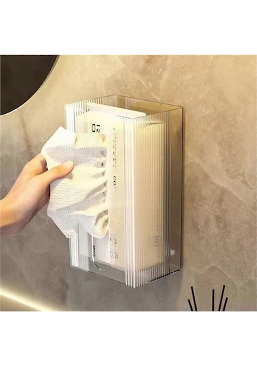 Duvara Monte Mendil Kutusu, Banyo, Yatak Odası, Şifonyer, Tezgah, Masa İçin Plastik Mendil Kutusu, Beyaz Mendil Kutusu.