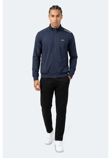 Slazenger Revolver Erkek Fermuarlı Dik Yaka Cepli Lacivert Sweatshırt