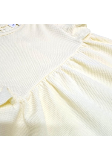 Kolu Fırfırlı Kız Çocuk Elbise Sarı
