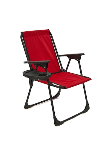 Natura Kamp Sandalyesi Oval Bardaklıklı - Kırmızı