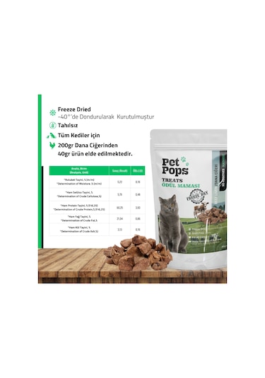 Petpops Freeze Dry Dana Ciğeri Kediler İçin Lezzet Devrimi 40 G