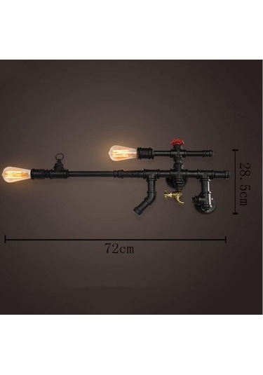Rustik Aplik Vintage Silah Şeklinde Borulardan Duvar Lambası Hediyelik Duvar Apliği Diğer