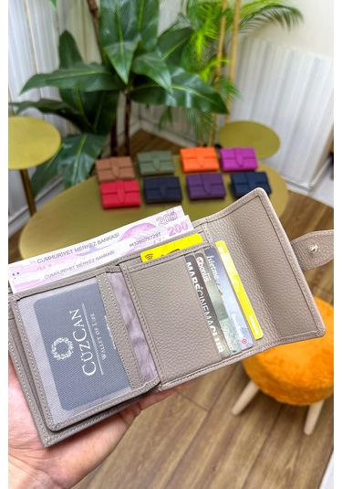 Premium Gift Rose Box - Lily Vizon Hakiki Deri Cüzdan Siyah Gül Kutusu Vizon