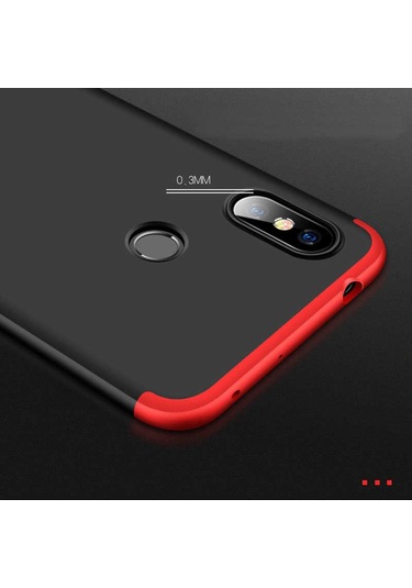 Xiaomi Redmi Note 6 Pro Kılıf Zore Ays Kapak Siyah-Kırmızı