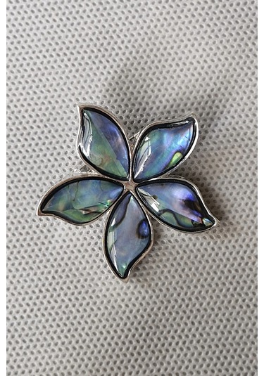 Abalon Shell Çiçek Motifi Sedef Broş Br10-2 Çok Renkli