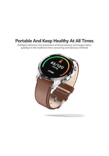 Yifomall L13 Deri Akıllı Saat Kahverengi