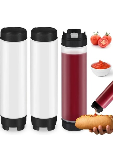 Willowhaven Siyah 3'lü 16oz Doldurulabilir Uçlu Plastik Sıkma Şişesi, Sos Krema Dispanseri Siyah