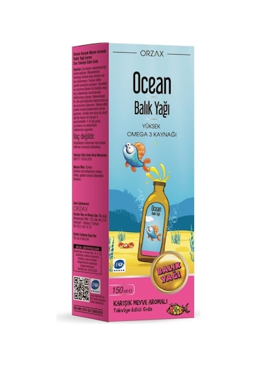 Ocean Karışık Meyve Aromalı Balık Yağı Şurup 150 ML