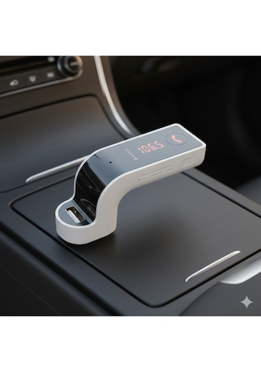 Carg7 Bluetooth Araç Fm Transmitter Usb Girişli Beyaz Android İos Cihazlar Uyumlu Diğer