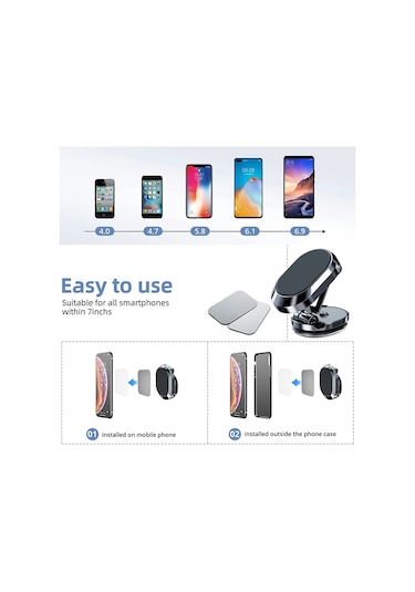 H25 Torpidoya Yapışan Manyetik Araç İçi Telefon Tutucu %100 Metal