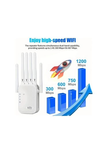 Xuweiwei Beyaz Wifi Sinyal Yansitici Wıfı6 Destekli Cift Bantli 24ghz 5ghz 6 Antenli Ev Ofis Ag Genisletici