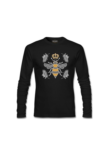 Queen Bee And Leaves Siyah Erkek Sweatshirt 001