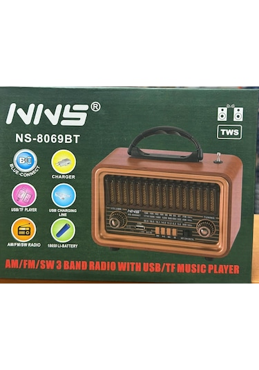 Nns Ns-8069bt Bluetooth Usb Nostaljik Şarjlı Radyo