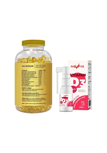 Flx Omega 3-6-9 180 Tablet & Nevfix Vitamin D3 Sıvı 20 ML