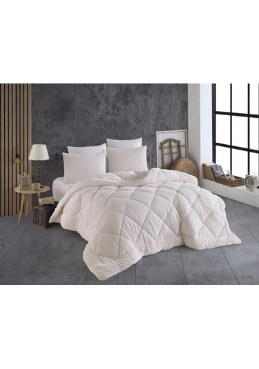 Comfort Yorgan Seti Çift Kişilik Stripe Krem Çok Renkli