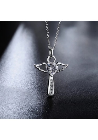 925ayar Gümüş Kristal Taşlı Melek Kolye