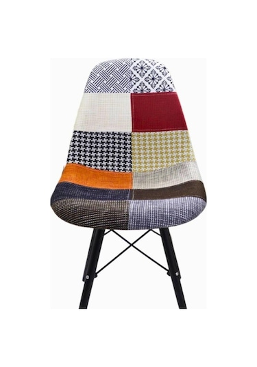 T.conept Renkli Patchwork Sandalye Siyah Ayaklı renkli