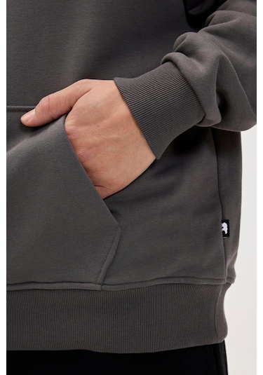 Bad Bear Drake Hoodie Os Asphalt Erkek Gri Kapüşonlu Sweatshirt 001