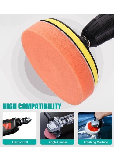 Novahub 6 Parça Araç Cilalama Seti - 4 İnç Sünger Ve Yün Pedler, Matkap Adaptörlü, Küçük Boy Süngerler