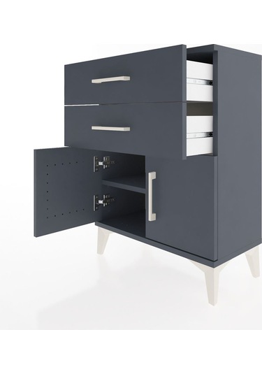 Arges Komodin 2 Raflı 2 Kapaklı 60x30x80 Antrasit-antrasit Antrasit