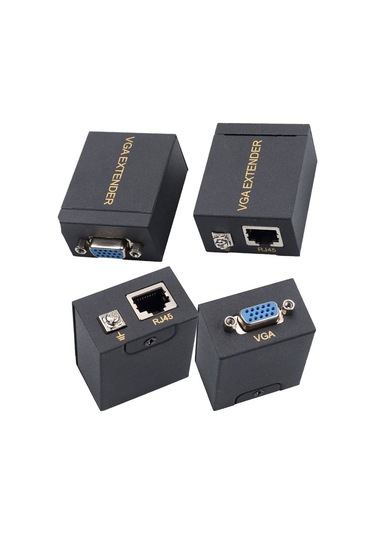 Vga Extender, Cat5e/cat6 Kablo İle, Vga Uzatıcı, Vga Verici + Alıcı, Siyah, 60 M,