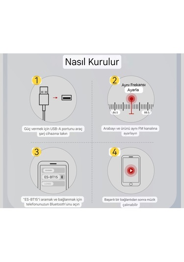 Bt15 Bluetooth 5.3 Araç Kiti+fm Transmitter 3.5mm Aux Jack Hafıza