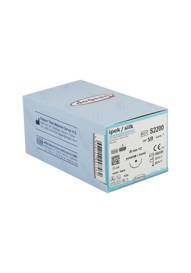 Doğsan 5 / 0 20 MM Yuvarlak 1 / 2 75 CM İpek İplik Siyah 12 ' li