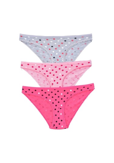 Kadın 3'Lü Paket Desenli Bikini Külot Karışık (481017853)-Tek Ebat-Karışık Çok Renkli
