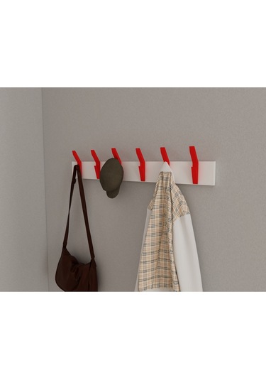 Hepsi3boyutlu Modern Duvar & Kapı Kanca Askılık - 6 Adet Kırmızı Kanca Askılık - Model No : 3 Kırmızı